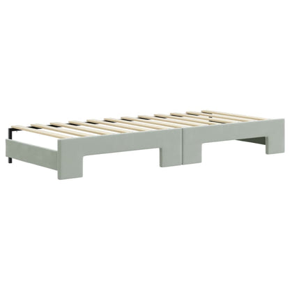 Divano Letto Estraibile Cassetti Grigio Chiaro 80x200cm Velluto - homemem39