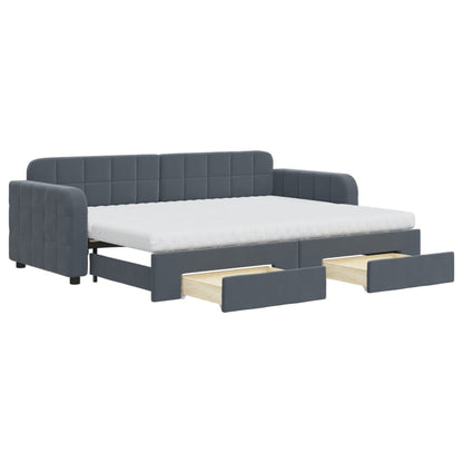 Divano Letto Estraibile Cassetti Grigio Scuro 80x200cm Velluto - homemem39