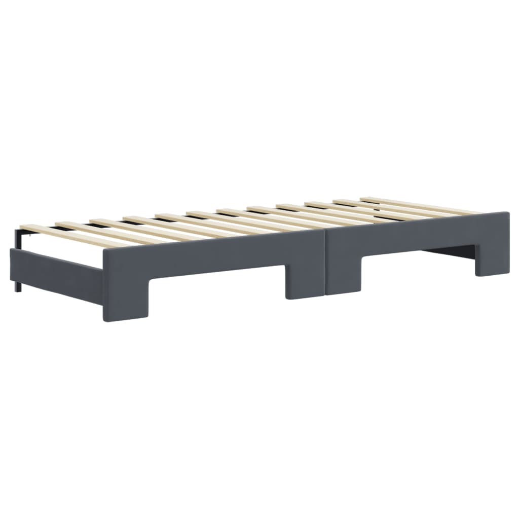 Divano Letto Estraibile Cassetti Grigio Scuro 80x200cm Velluto - homemem39