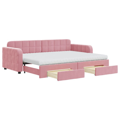 Divano Letto Estraibile con Cassetti Rosa 80x200 cm Velluto - homemem39