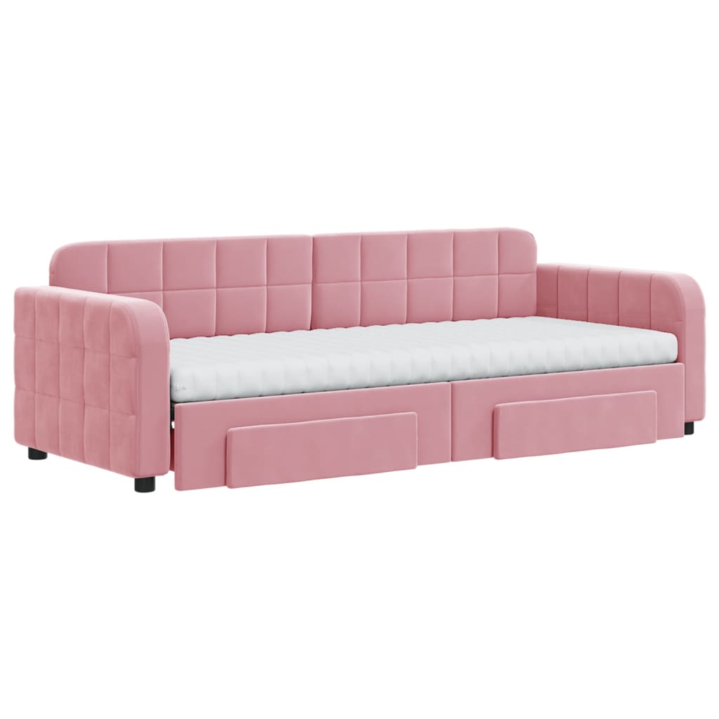 Divano Letto Estraibile con Cassetti Rosa 80x200 cm Velluto - homemem39