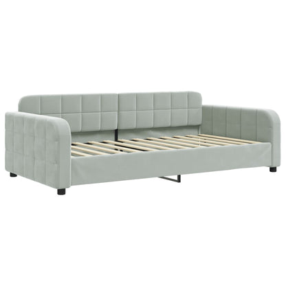 Divano Letto Estraibile Cassetti Grigio Chiaro 100x200 Velluto