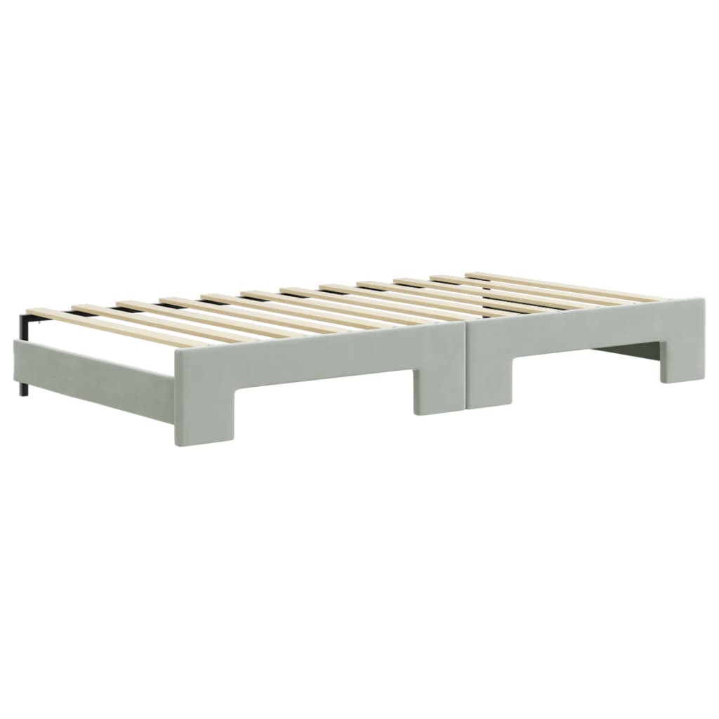 Divano Letto Estraibile Cassetti Grigio Chiaro 100x200 Velluto