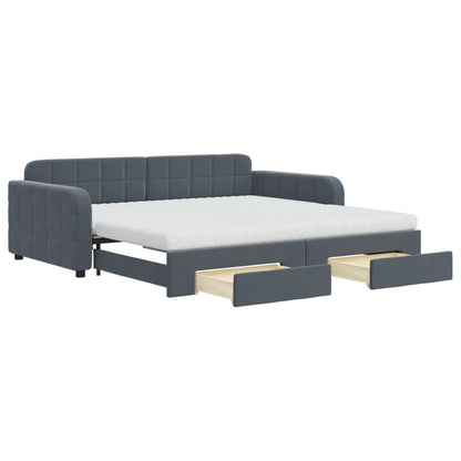 Divano Letto Estraibile Cassetti Grigio Scuro 100x200cm Velluto - homemem39