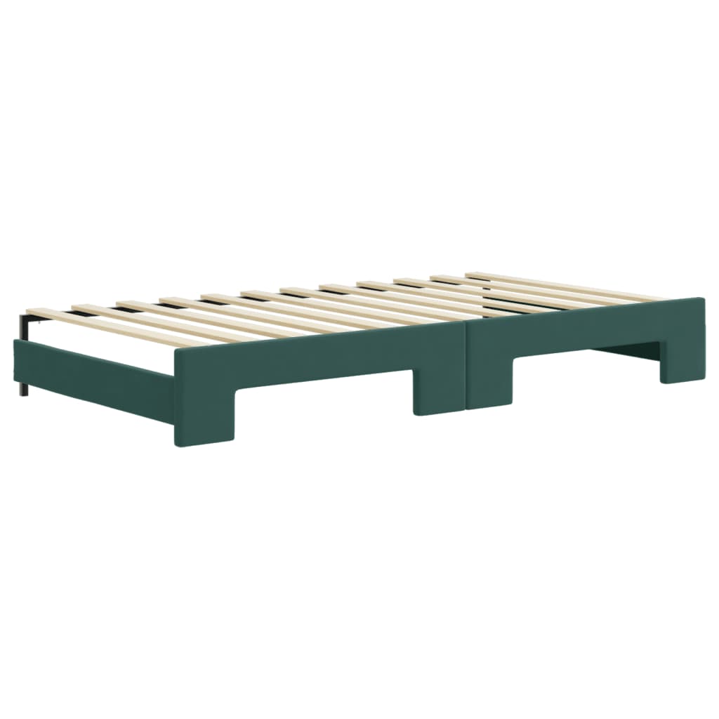 Divano Letto Estraibile Cassetti Verde Scuro 100x200cm Velluto