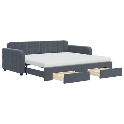 Divano Letto Estraibile Cassetti Grigio Scuro 90x190cm Velluto - homemem39