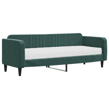 Divano Letto con Materasso Verde Scuro 80x200 cm in Velluto - homemem39
