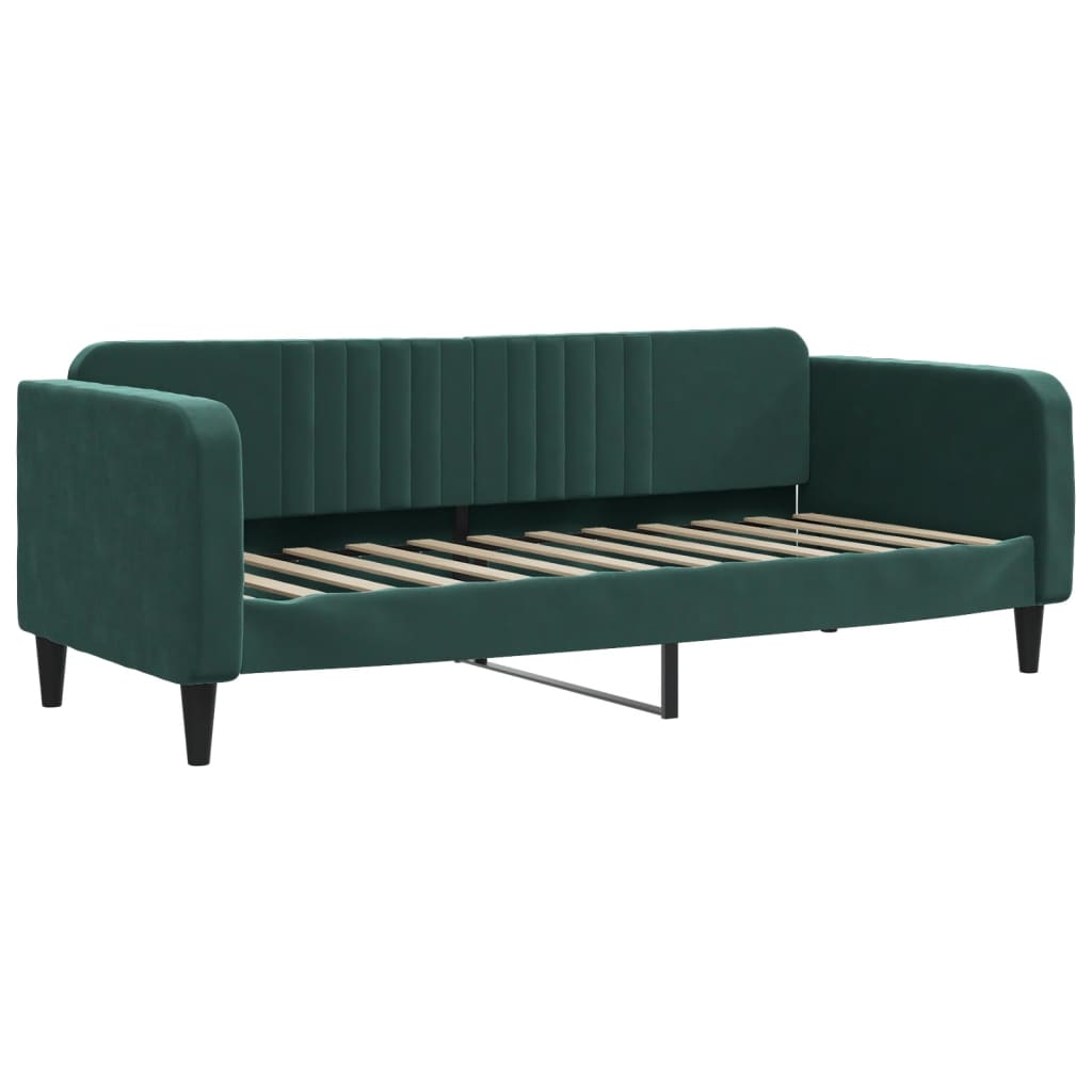 Divano Letto con Materasso Verde Scuro 80x200 cm in Velluto - homemem39