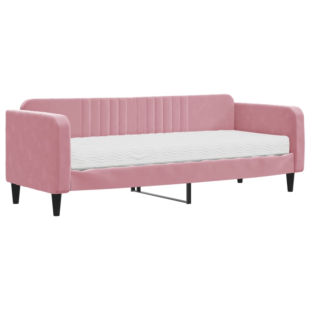 Divano Letto con Materasso Rosa 80x200 cm in Velluto - homemem39