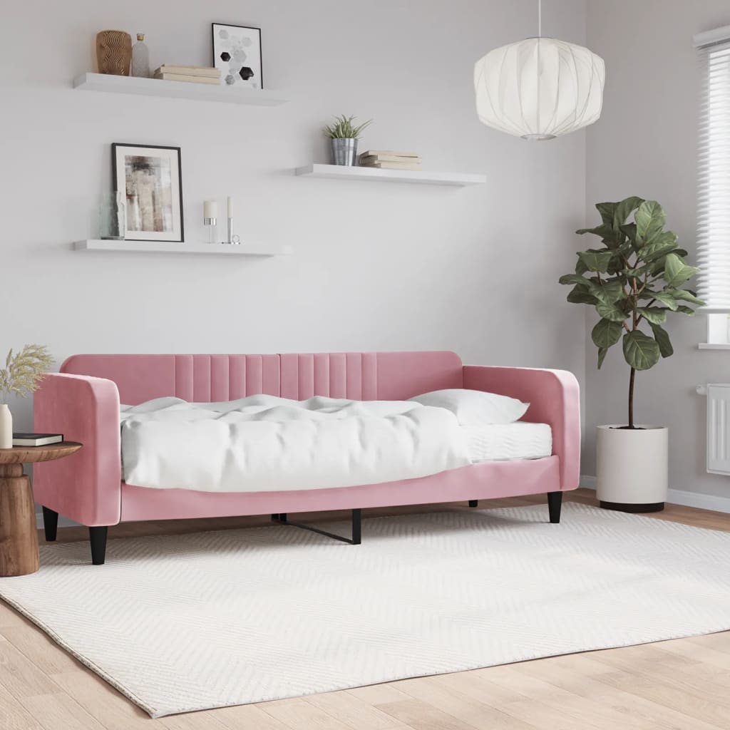 Divano Letto con Materasso Rosa 80x200 cm in Velluto - homemem39
