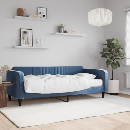 Divano Letto con Materasso Blu 90x200 cm in Velluto - homemem39