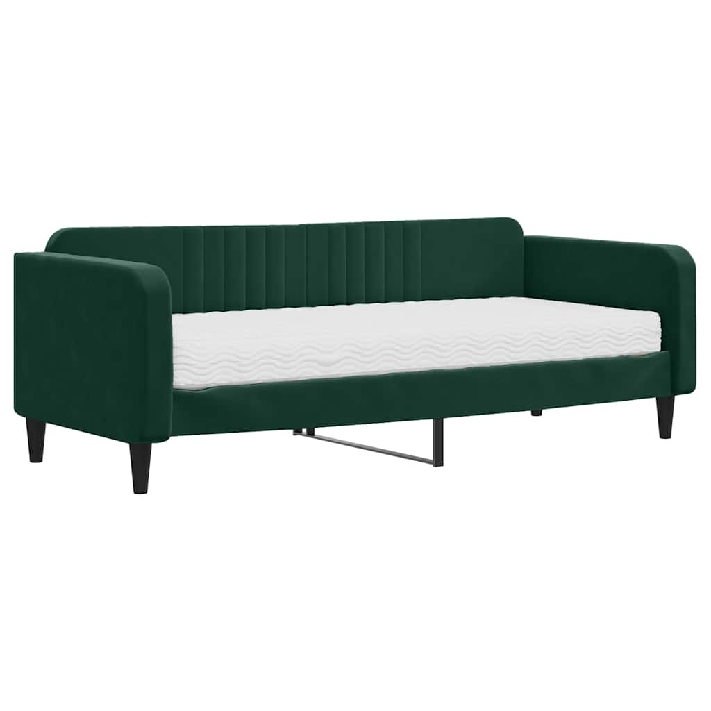 Divano Letto con Materasso Verde Scuro 90x200 cm in Velluto | homemem39