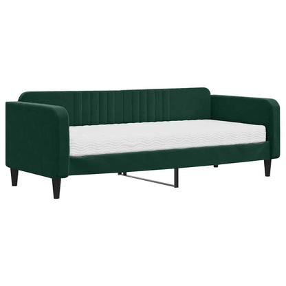 Divano Letto con Materasso Verde Scuro 90x200 cm in Velluto | homemem39
