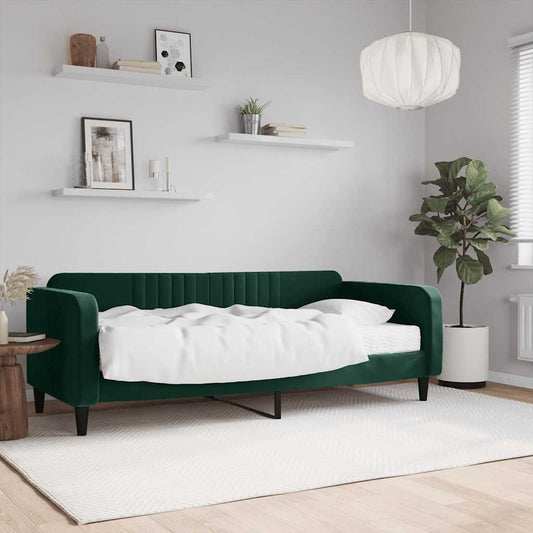 Divano Letto con Materasso Verde Scuro 90x200 cm in Velluto | homemem39
