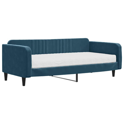 Divano Letto con Materasso Blu 100x200 cm in Velluto | homemem39