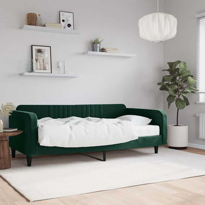 Divano Letto con Materasso Verde Scuro 100x200 cm in Velluto | homemem39
