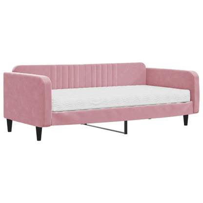 Divano Letto con Materasso Rosa 100x200 cm in Velluto | homemem39