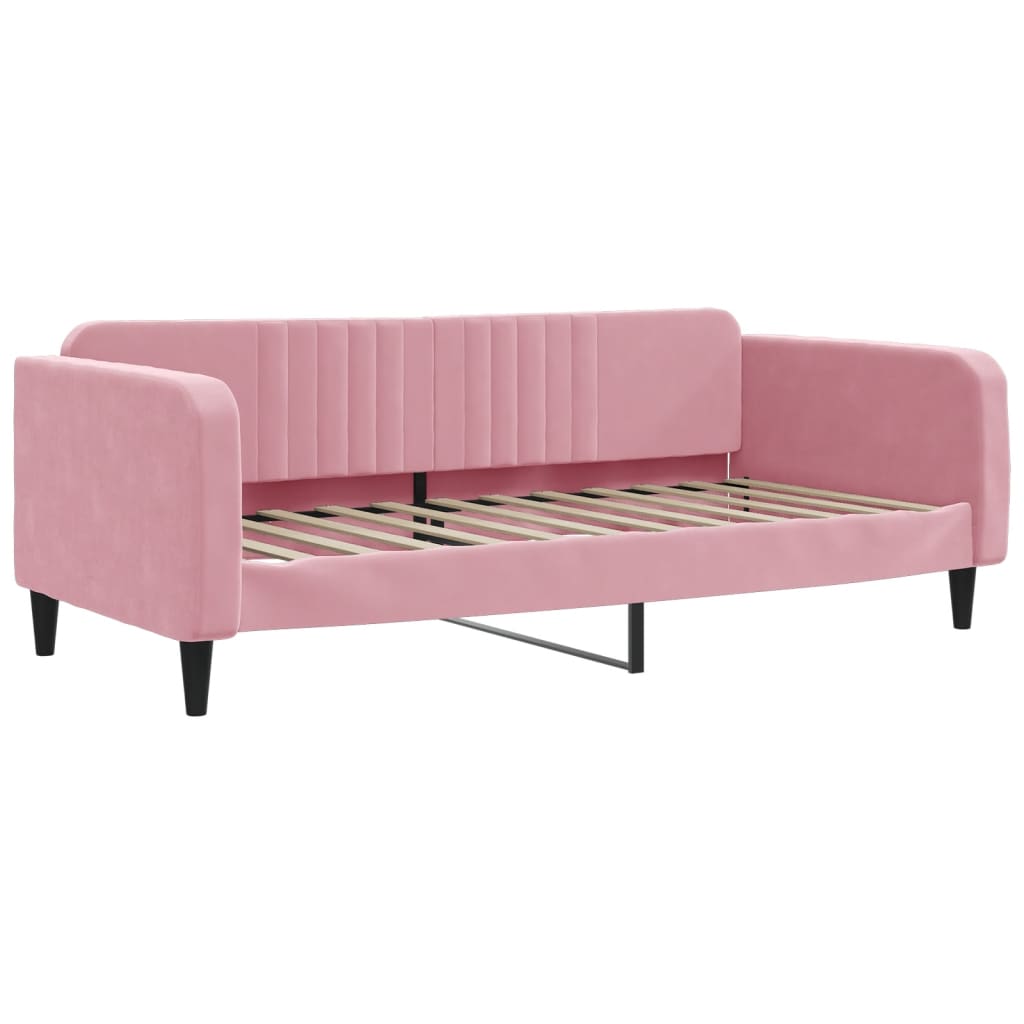 Divano Letto con Materasso Rosa 100x200 cm in Velluto | homemem39