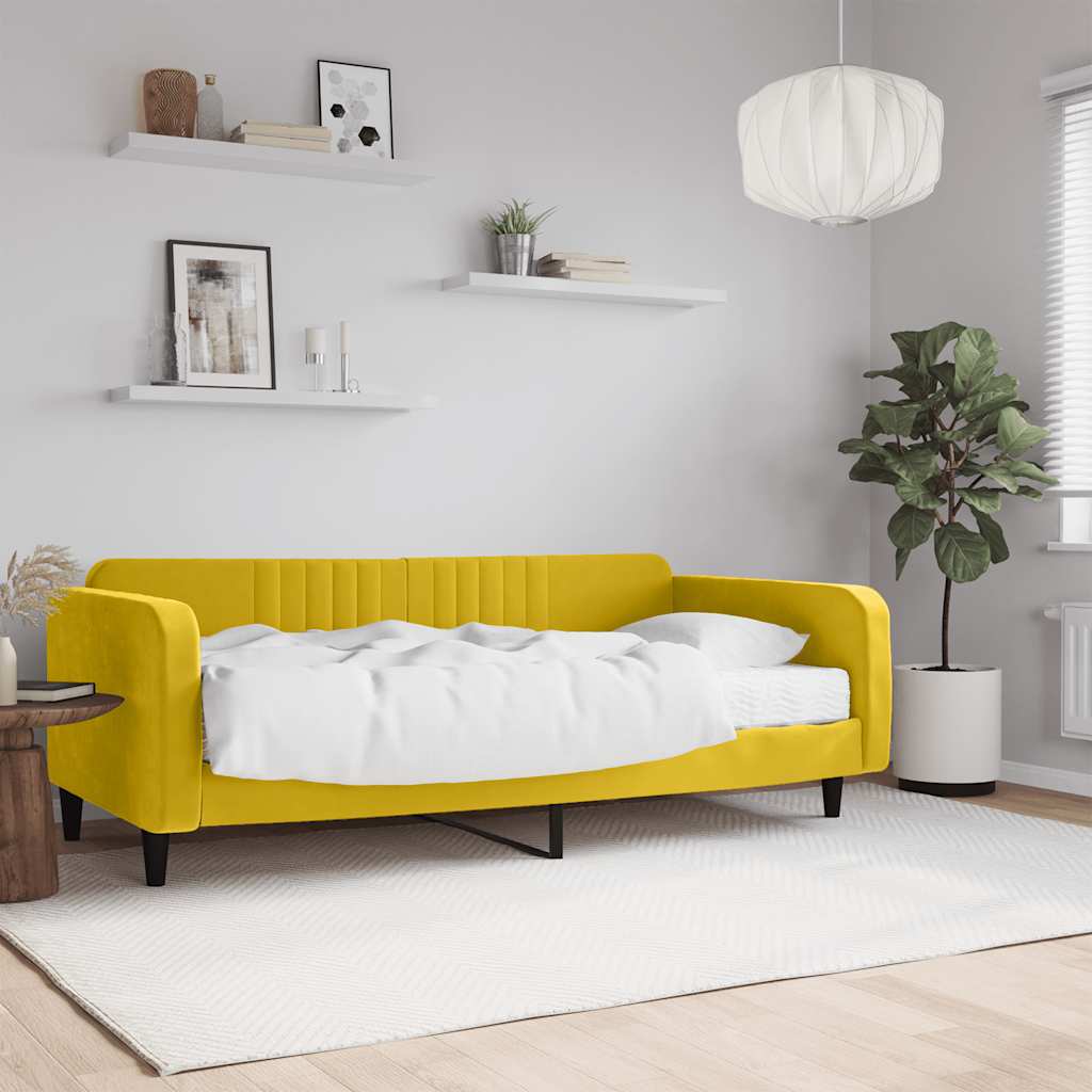Divano Letto con Materasso Giallo 100x200 cm in Velluto | homemem39