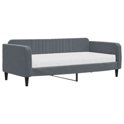 Divano Letto con Materasso Grigio Scuro 90x190 cm in Velluto | homemem39