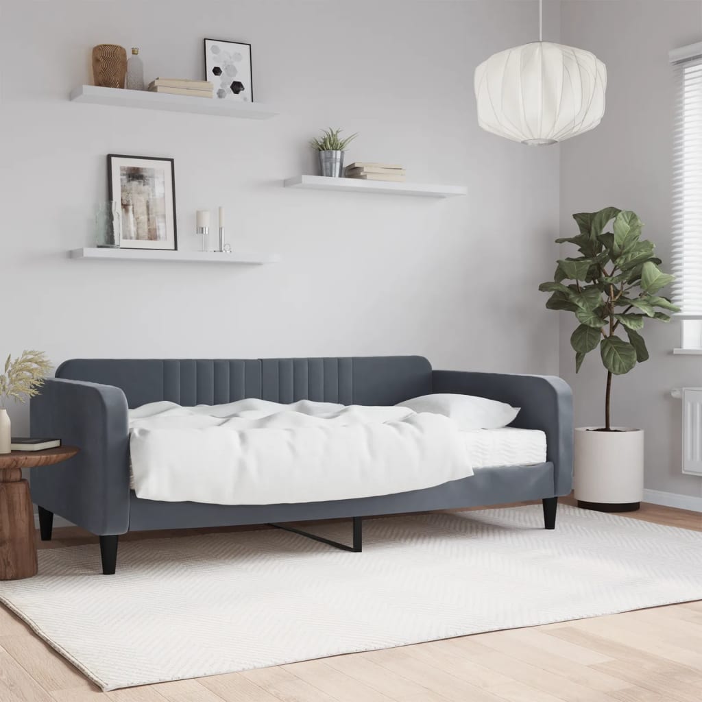 Divano Letto con Materasso Grigio Scuro 90x190 cm in Velluto | homemem39
