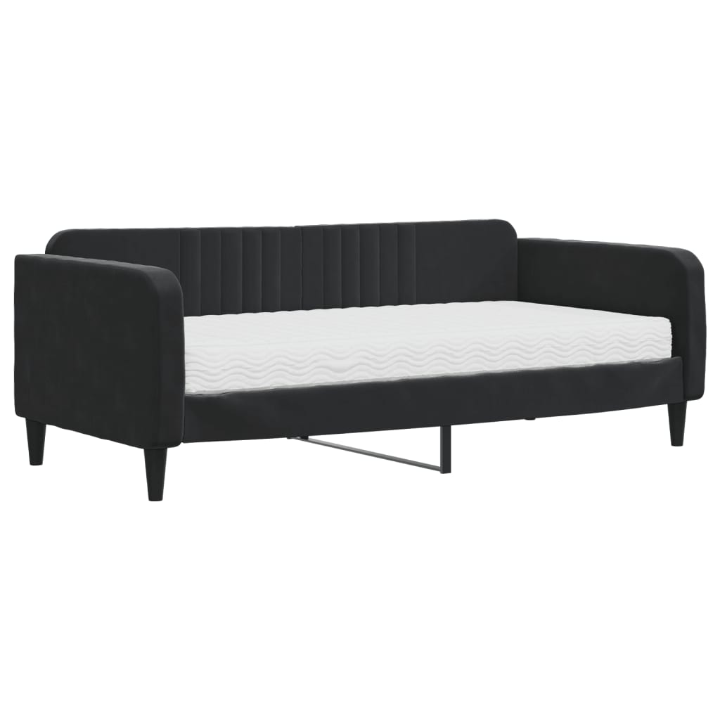 Divano Letto con Materasso Nero 90x190 cm in Velluto - homemem39