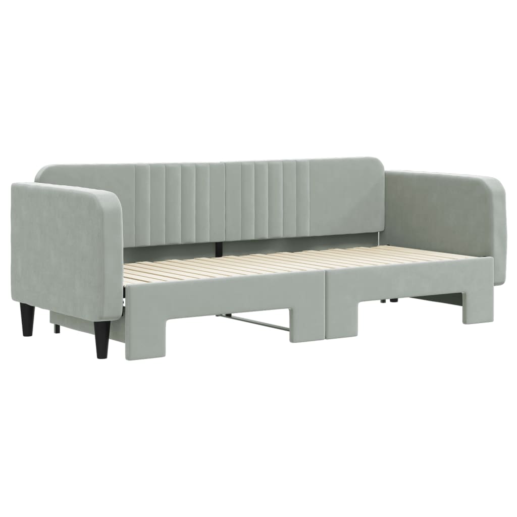 Divano Letto con Letto Estraibile Grigio Chiaro 80x200 Velluto - homemem39