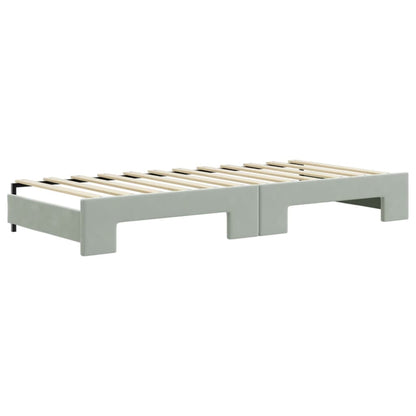 Divano Letto con Letto Estraibile Grigio Chiaro 80x200 Velluto - homemem39
