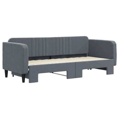 Divano Letto con Letto Estraibile Grigio Scuro 80x200cm Velluto - homemem39