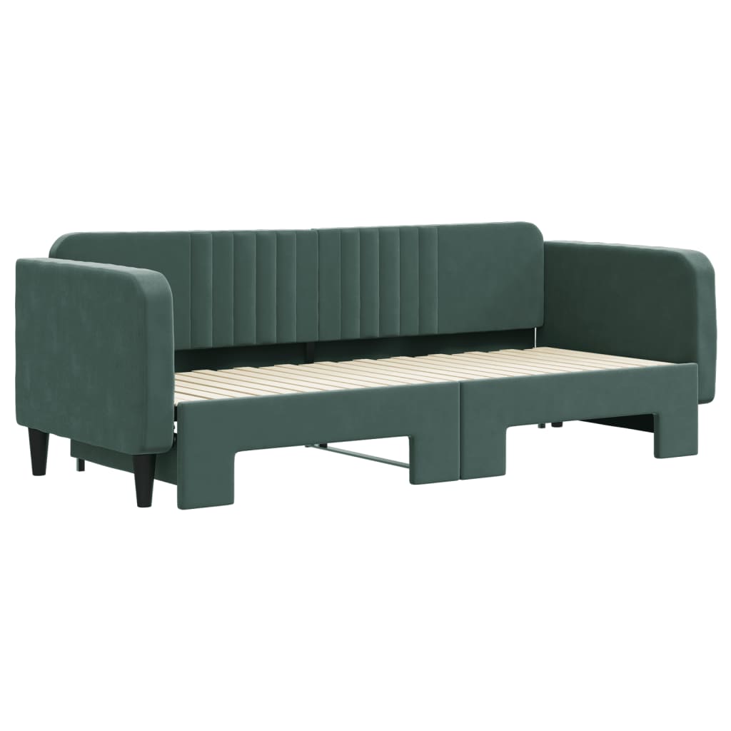 Divano Letto con Letto Estraibile Verde Scuro 80x200cm Velluto - homemem39