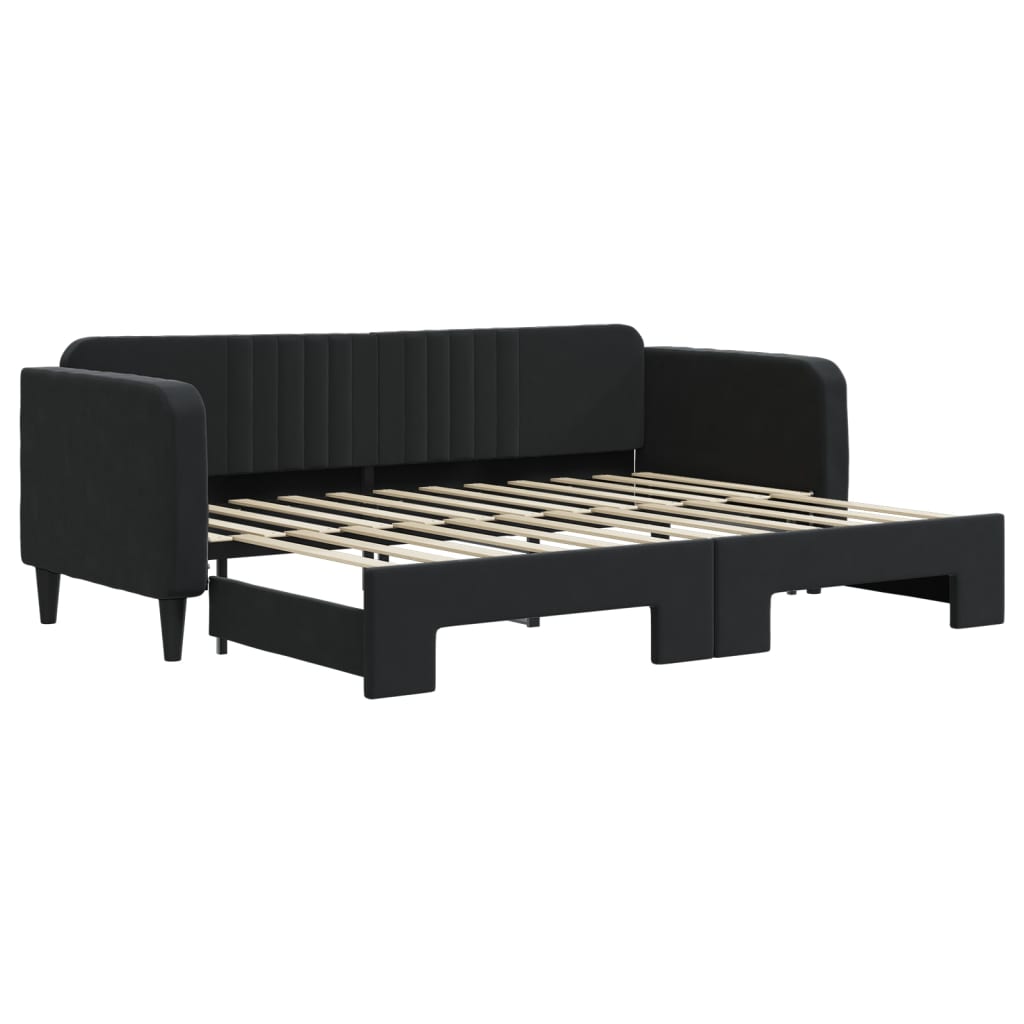 Divano Letto con Letto Estraibile Nero 80x200 cm in Velluto | homemem39