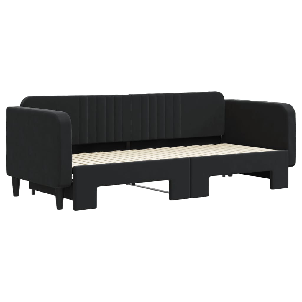 Divano Letto con Letto Estraibile Nero 80x200 cm in Velluto | homemem39