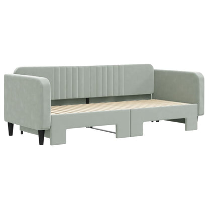 Divano Letto con Letto Estraibile Grigio Chiaro 90x200 Velluto - homemem39