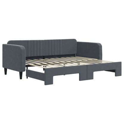 Divano Letto con Letto Estraibile Grigio Scuro 90x200cm Velluto - homemem39
