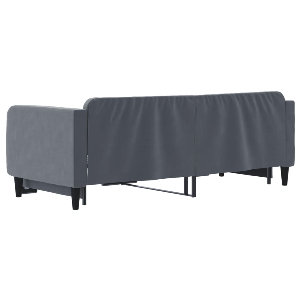 Divano Letto con Letto Estraibile Grigio Scuro 90x200cm Velluto