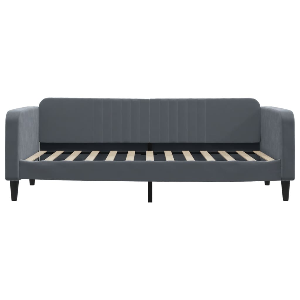 Divano Letto con Letto Estraibile Grigio Scuro 90x200cm Velluto