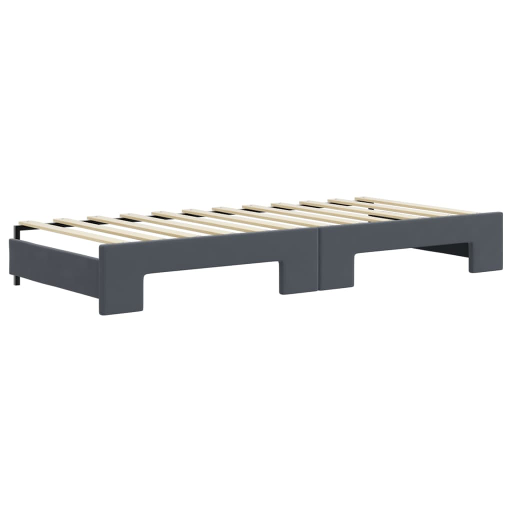 Divano Letto con Letto Estraibile Grigio Scuro 90x200cm Velluto - homemem39