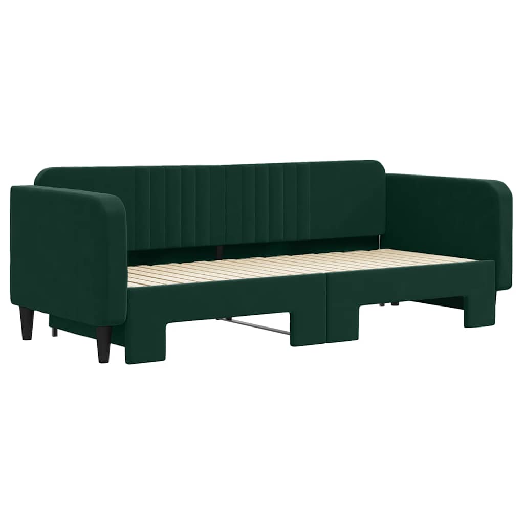 Divano Letto con Letto Estraibile Verde Scuro 90x200cm Velluto | homemem39