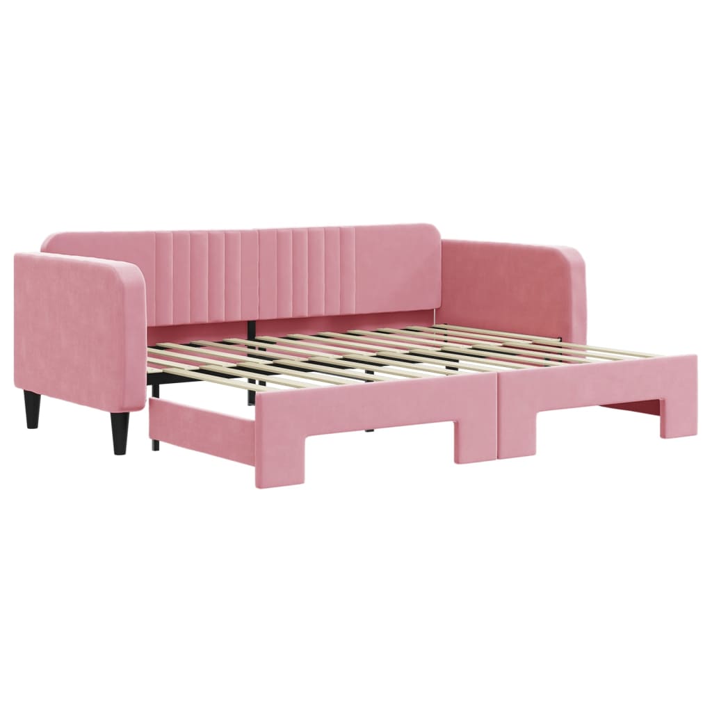 Divano Letto con Letto Estraibile Rosa 90x200 cm in Velluto - homemem39