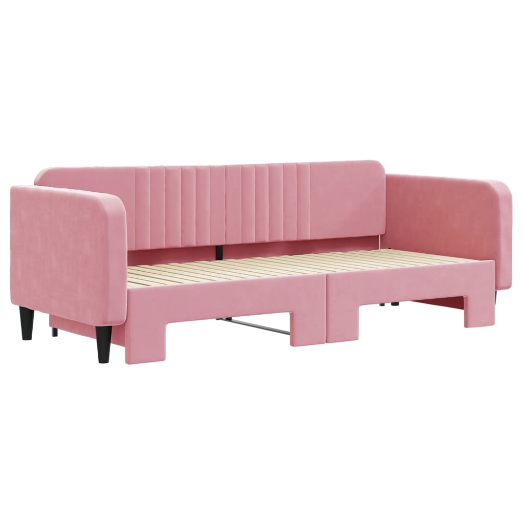 Divano Letto con Letto Estraibile Rosa 90x200 cm in Velluto - homemem39