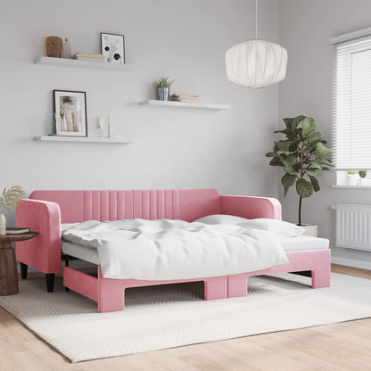 Divano Letto con Letto Estraibile Rosa 90x200 cm in Velluto - homemem39