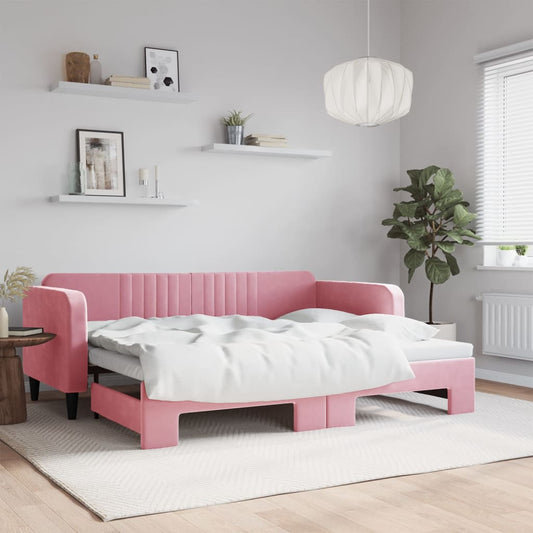 Divano Letto con Letto Estraibile Rosa 90x200 cm in Velluto - homemem39