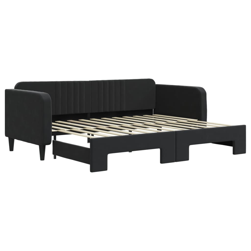 Divano Letto con Letto Estraibile Nero 90x200 cm in Velluto