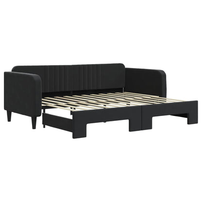 Divano Letto con Letto Estraibile Nero 90x200 cm in Velluto