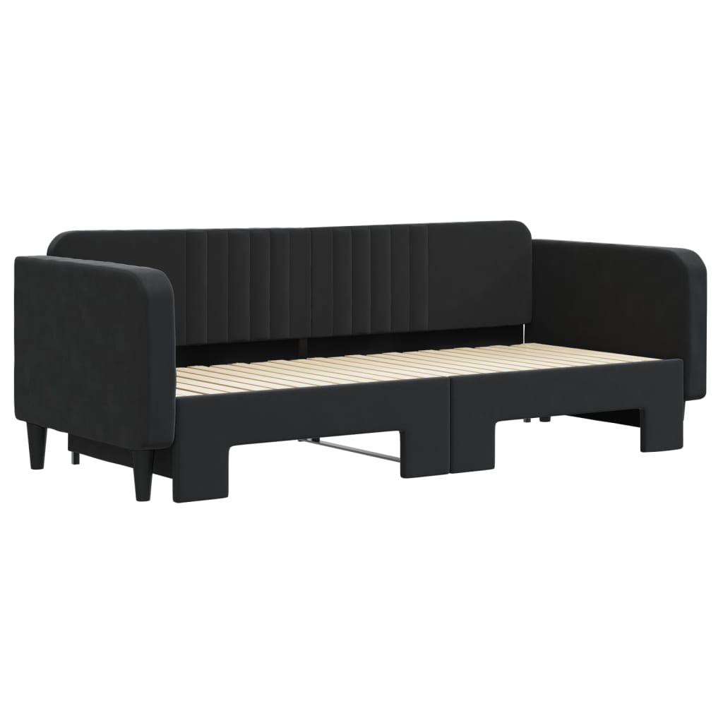 Divano Letto con Letto Estraibile Nero 90x200 cm in Velluto