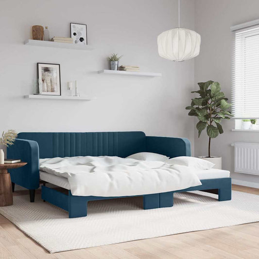 Divano Letto con Letto Estraibile Blu 100x200 cm in Velluto | homemem39