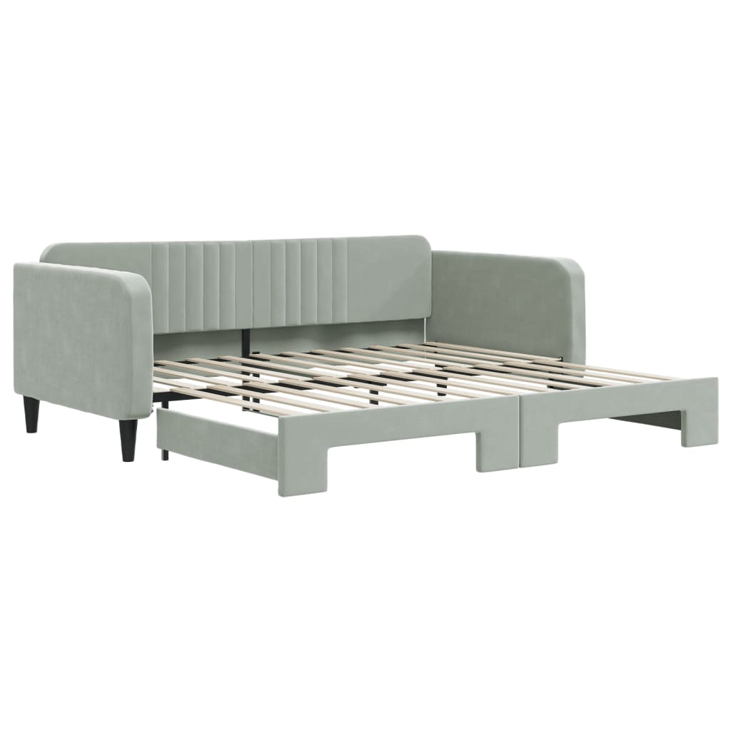 Divano Letto con Letto Estraibile Grigio Chiaro 100x200 Velluto - homemem39