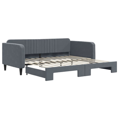 Divano Letto con Letto Estraibile Grigio Scuro 100x200 Velluto - homemem39