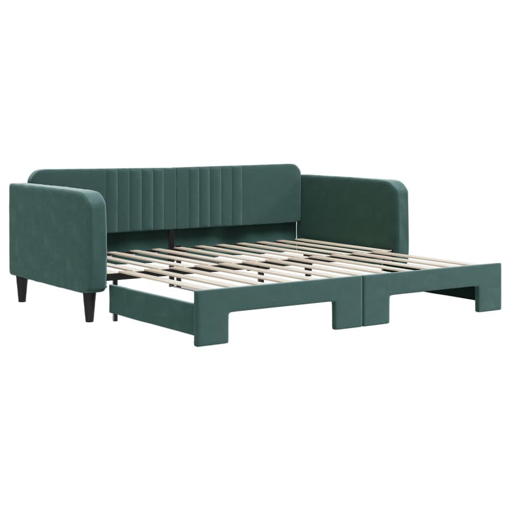 Divano Letto con Letto Estraibile Verde Scuro 100x200cm Velluto | homemem39