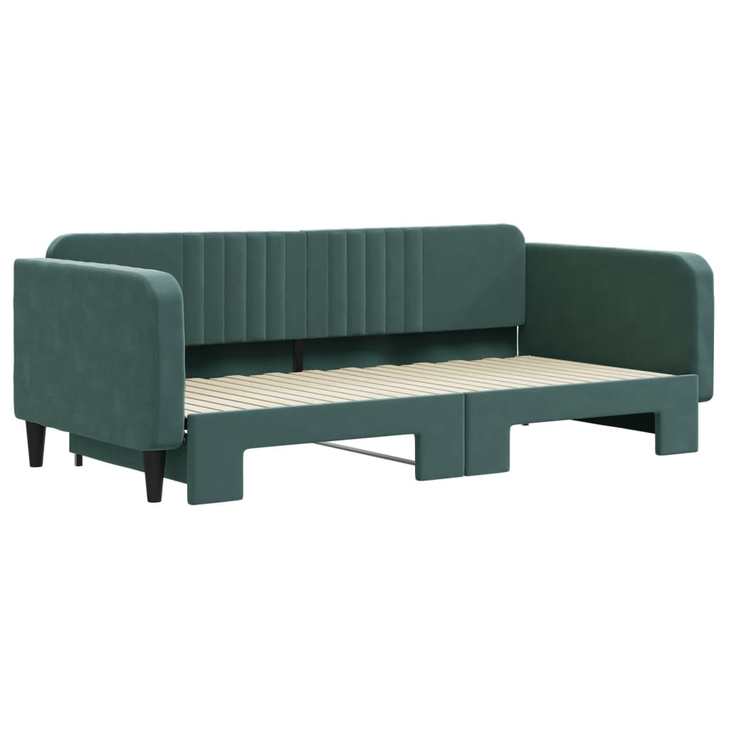 Divano Letto con Letto Estraibile Verde Scuro 100x200cm Velluto | homemem39